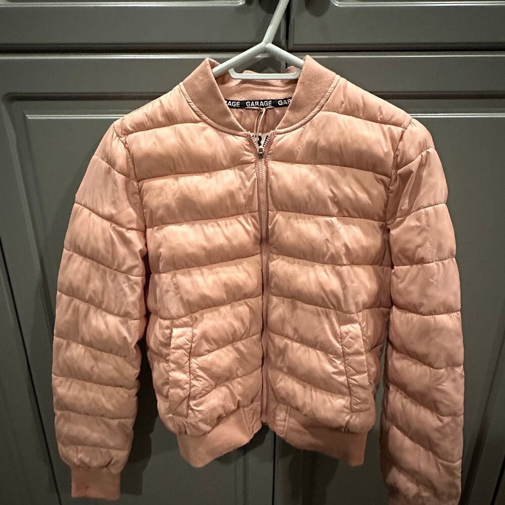Garage Pink Puffer Jacket | Size Medium | Lightweight Quilted Winter Coat
